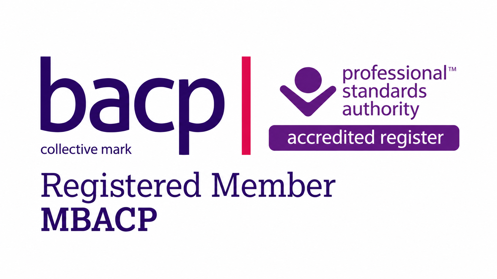 BACP Registered Member, MBACP, accredited register mark